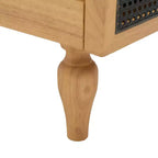 Canapé causeuse du milieu du siècle avec revêtement doux, accoudoirs en rotin et pieds en bois, canapé 2 places pour salon, chambre ou appartement - Panipeachy