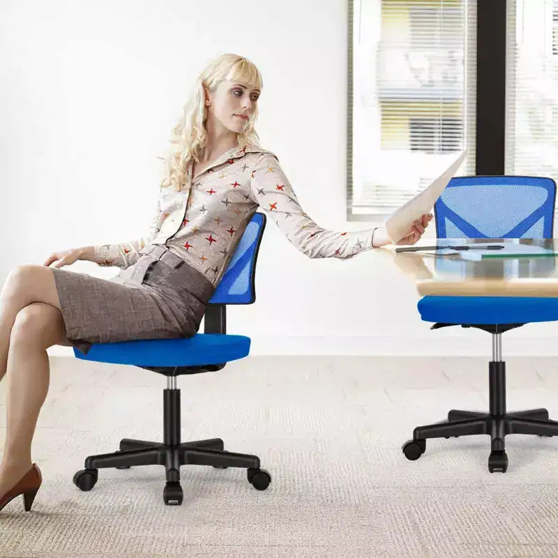 Chaise de bureau sans accoudoirs en maille à dossier bas TUYOHW, chaise d'ordinateur avec soutien lombaire, chaise de bureau pour l'étude, le bureau, la salle de lecture