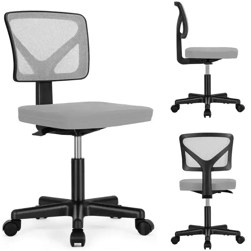 Chaise de bureau sans accoudoirs en maille à dossier bas TUYOHW, chaise d'ordinateur avec soutien lombaire, chaise de bureau pour l'étude, le bureau, la salle de lecture