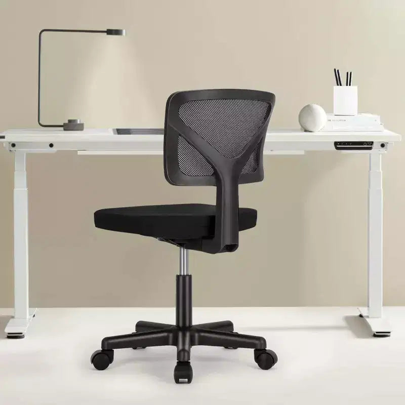 Chaise de bureau sans accoudoirs en maille à dossier bas TUYOHW, chaise d'ordinateur avec soutien lombaire, chaise de bureau pour l'étude, le bureau, la salle de lecture