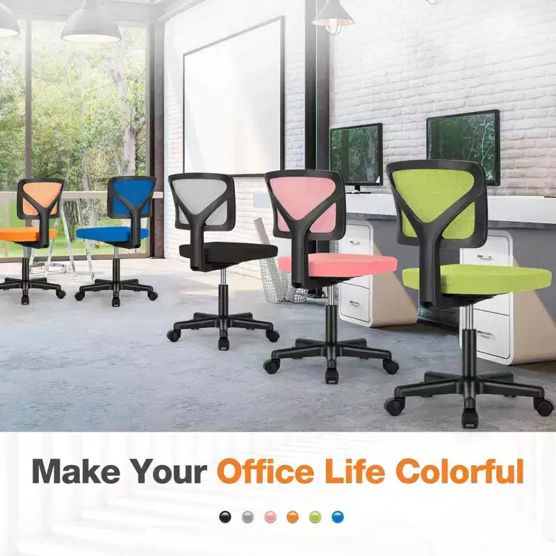 Chaise de bureau sans accoudoirs en maille à dossier bas TUYOHW, chaise d'ordinateur avec soutien lombaire, chaise de bureau pour l'étude, le bureau, la salle de lecture