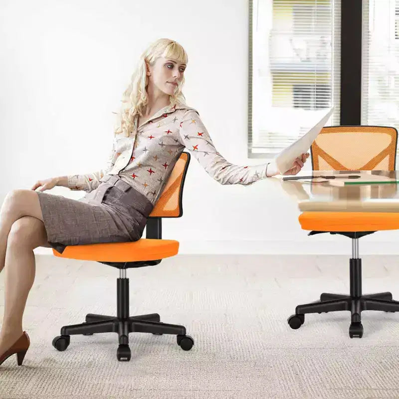 Chaise de bureau sans accoudoirs en maille à dossier bas TUYOHW, chaise d'ordinateur avec soutien lombaire, chaise de bureau pour l'étude, le bureau, la salle de lecture
