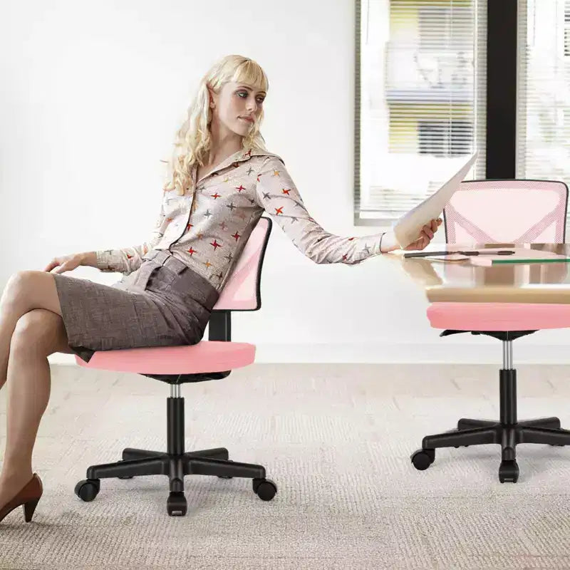 Chaise de bureau sans accoudoirs en maille à dossier bas TUYOHW, chaise d'ordinateur avec soutien lombaire, chaise de bureau pour l'étude, le bureau, la salle de lecture