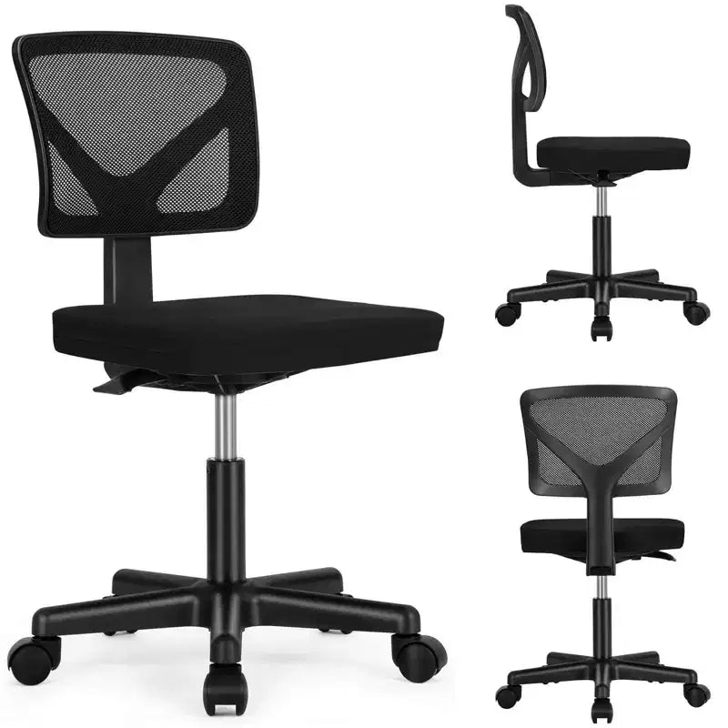 Chaise de bureau sans accoudoirs en maille à dossier bas TUYOHW, chaise d'ordinateur avec soutien lombaire, chaise de bureau pour l'étude, le bureau, la salle de lecture
