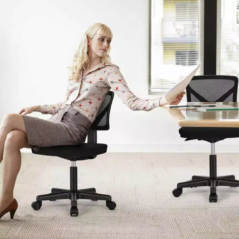 Chaise de bureau sans accoudoirs en maille à dossier bas TUYOHW, chaise d'ordinateur avec soutien lombaire, chaise de bureau pour l'étude, le bureau, la salle de lecture