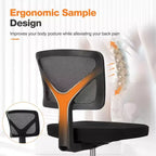 Chaise de bureau sans accoudoirs en maille à dossier bas TUYOHW, chaise d'ordinateur avec soutien lombaire, chaise de bureau pour l'étude, le bureau, la salle de lecture