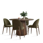 Ensemble de salle à manger rond 5 pièces, table à pied central de 46 po ton noyer et chaises rembourrées sans accoudoirs, pour coins-repas-Panipeachy