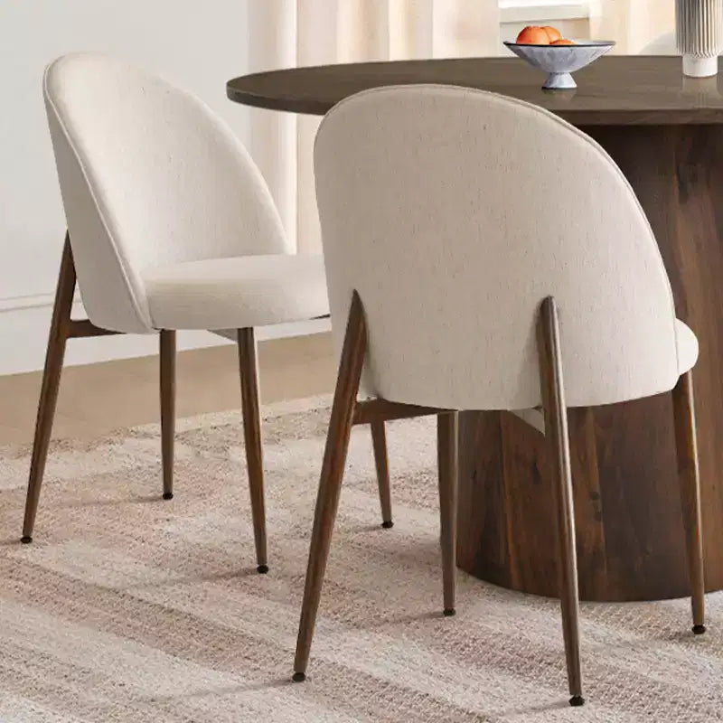 Ensemble de salle à manger rond 5 pièces, table à pied central de 46 po ton noyer et chaises rembourrées sans accoudoirs, pour coins-repas-Panipeachy