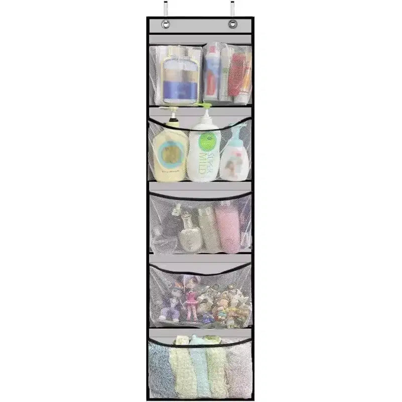Sac de rangement suspendu en tissu non tissé, organisateur mural à 5 compartiments, gris, pour porte de placard ou de chambre