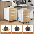 Classeur mobile à 3 tiroirs avec serrure, 5 roulettes anti-basculement pour format A4, Lettre, Légal, sous bureau, entièrement assemblé