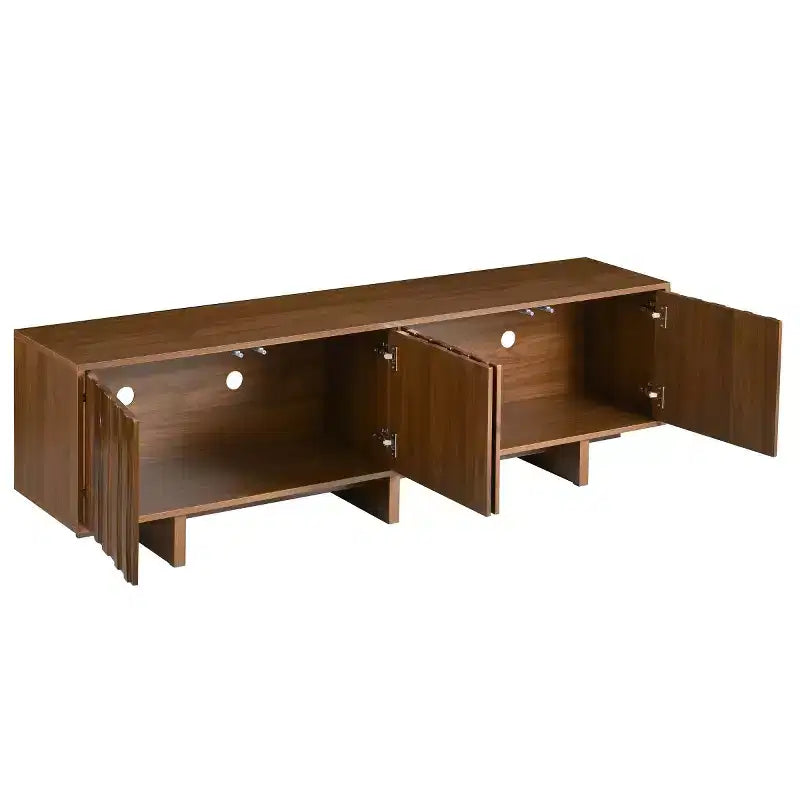 Meuble TV moderne 70" en grain de bois avec rangement, meuble TV pour téléviseurs jusqu'à 75", console média rustique pour salon-Panipeachy