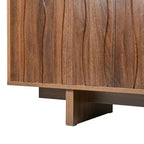Meuble TV moderne 70" en grain de bois avec rangement, meuble TV pour téléviseurs jusqu'à 75", console média rustique pour salon-Panipeachy