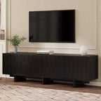 Meuble TV moderne 70" en grain de bois avec rangement, meuble TV pour téléviseurs jusqu'à 75", console média rustique pour salon-Panipeachy