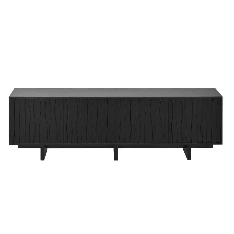Meuble TV moderne 70" en grain de bois avec rangement, meuble TV pour téléviseurs jusqu'à 75", console média rustique pour salon-Panipeachy