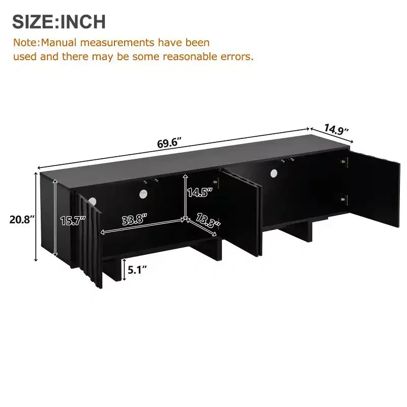 Meuble TV moderne 70" en grain de bois avec rangement, meuble TV pour téléviseurs jusqu'à 75", console média rustique pour salon-Panipeachy