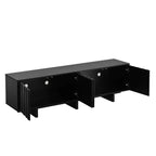 Meuble TV moderne 70" en grain de bois avec rangement, meuble TV pour téléviseurs jusqu'à 75", console média rustique pour salon-Panipeachy