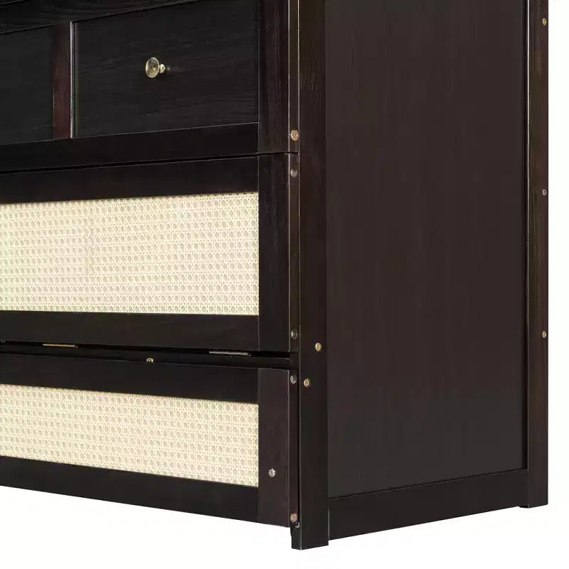 Lit escamotable complet, lit escamotable pleine grandeur avec tiroirs de rangement, lit mural en bois, cadre de lit escamotable en rotin