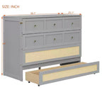 Lit escamotable complet, lit escamotable pleine grandeur avec tiroirs de rangement, lit mural en bois, cadre de lit escamotable en rotin