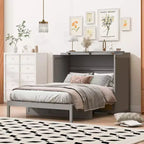 Lit escamotable complet, lit escamotable pleine grandeur avec tiroirs de rangement, lit mural en bois, cadre de lit escamotable en rotin