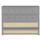 Lit escamotable complet, lit escamotable pleine grandeur avec tiroirs de rangement, lit mural en bois, cadre de lit escamotable en rotin