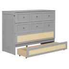 Lit escamotable complet, lit escamotable pleine grandeur avec tiroirs de rangement, lit mural en bois, cadre de lit escamotable en rotin