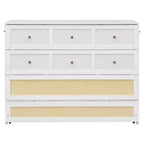Lit escamotable complet, lit escamotable pleine grandeur avec tiroirs de rangement, lit mural en bois, cadre de lit escamotable en rotin
