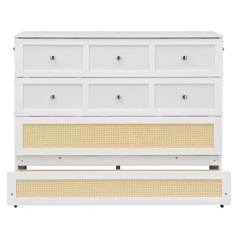 Lit escamotable complet, lit escamotable pleine grandeur avec tiroirs de rangement, lit mural en bois, cadre de lit escamotable en rotin