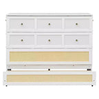 Lit escamotable complet, lit escamotable pleine grandeur avec tiroirs de rangement, lit mural en bois, cadre de lit escamotable en rotin
