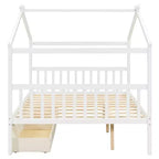 Lit cabane en bois double/complet avec 2 tiroirs de rangement, lit de repos Montessori en bois avec toit