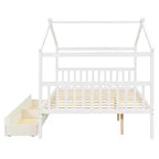 Lit cabane en bois double/complet avec 2 tiroirs de rangement, lit de repos Montessori en bois avec toit