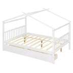 Lit cabane en bois double/complet avec 2 tiroirs de rangement, lit de repos Montessori en bois avec toit