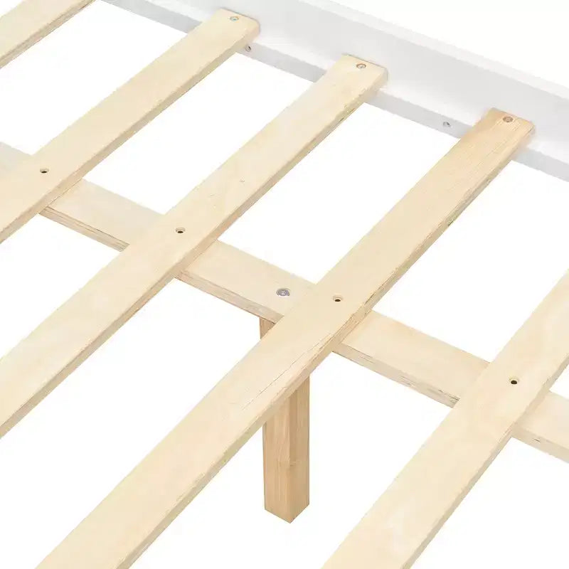 Lit cabane en bois double/complet avec 2 tiroirs de rangement, lit de repos Montessori en bois avec toit