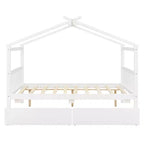 Lit cabane en bois double/complet avec 2 tiroirs de rangement, lit de repos Montessori en bois avec toit