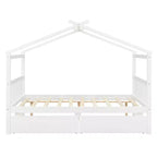 Lit cabane en bois double/complet avec 2 tiroirs de rangement, lit de repos Montessori en bois avec toit