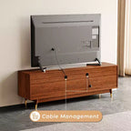 Meuble TV ATJafurn 55.1 brun noyer avec tiroir et placard pour téléviseurs de 55 pouces, meuble de divertissement moderne du milieu du siècle avec étagère ouverte pour salon
