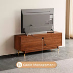 Meuble TV ATJafurn 55.1 brun noyer avec tiroir et placard pour téléviseurs de 55 pouces, meuble de divertissement moderne du milieu du siècle avec étagère ouverte pour salon