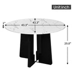 Table à manger ronde GDFStudio Hoffman de 43 pouces avec plateau en similicuir marbré