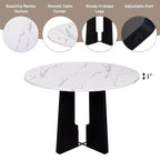 Table à manger ronde GDFStudio Hoffman de 43 pouces avec plateau en similicuir marbré