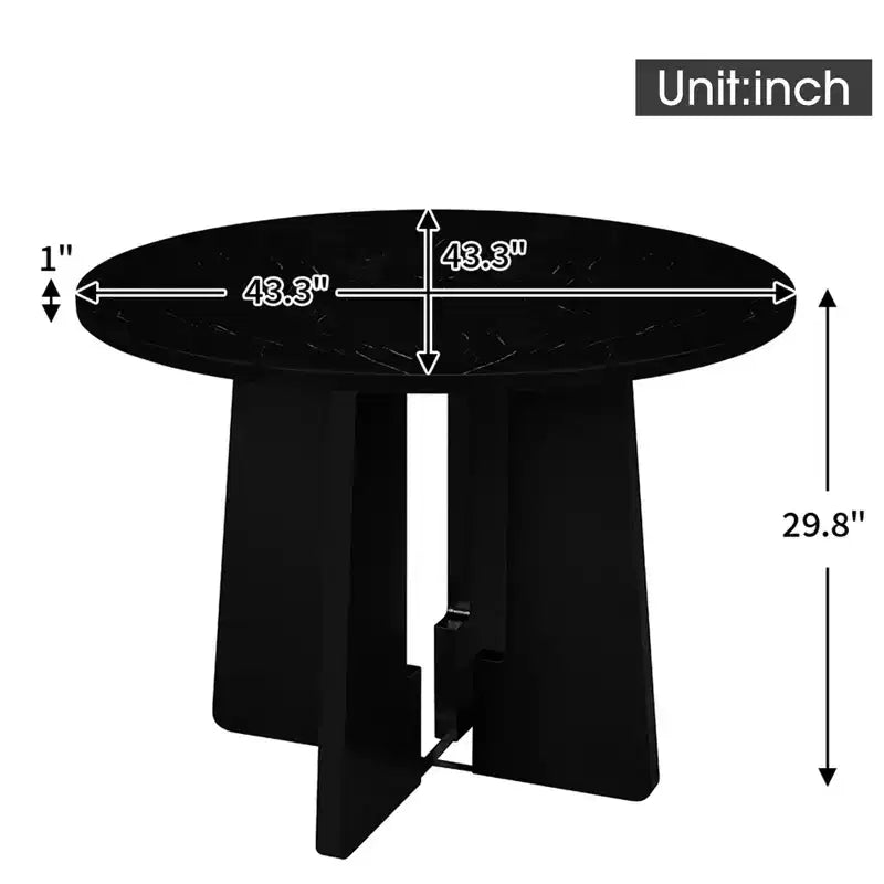 Table à manger ronde GDFStudio Hoffman de 43 pouces avec plateau en similicuir marbré