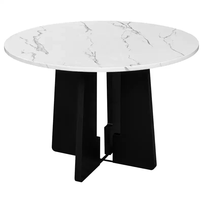 Table à manger ronde GDFStudio Hoffman de 43 pouces avec plateau en similicuir marbré