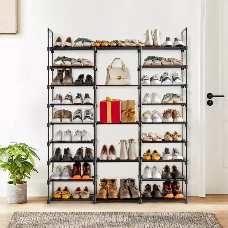 Étagère à chaussures 9 niveaux, organiseur de rangement pour chaussures, organiseur d'étagère à chaussures pour entrée, peut contenir 50 à 55 paires de chaussures, étagère à chaussures empilable, armoire à chaussures.