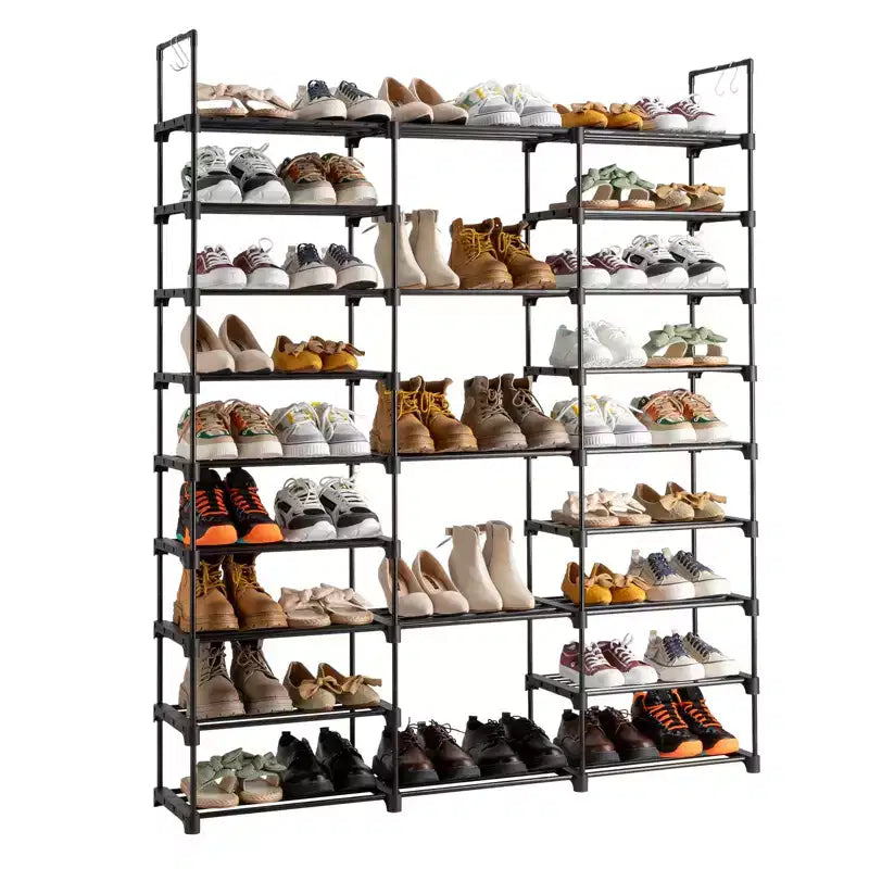 Étagère à chaussures 9 niveaux, organiseur de rangement pour chaussures, organiseur d'étagère à chaussures pour entrée, peut contenir 50 à 55 paires de chaussures, étagère à chaussures empilable, armoire à chaussures.