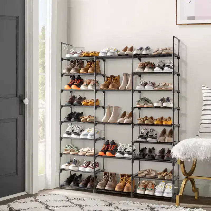 Étagère à chaussures 9 niveaux, organiseur de rangement pour chaussures, organiseur d'étagère à chaussures pour entrée, peut contenir 50 à 55 paires de chaussures, étagère à chaussures empilable, armoire à chaussures.