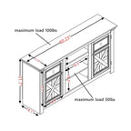 JVNOXK Meuble TV moderne de 60,23 pouces au style rustique avec armoire à double porte, grand meuble de rangement de style grange pour divertissement à domicile, blanc