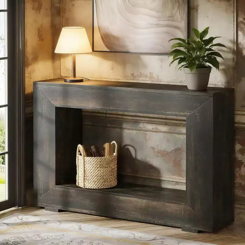 Farmhouse Console Table, Rustic Wood Entryway Sofa Table with Storage