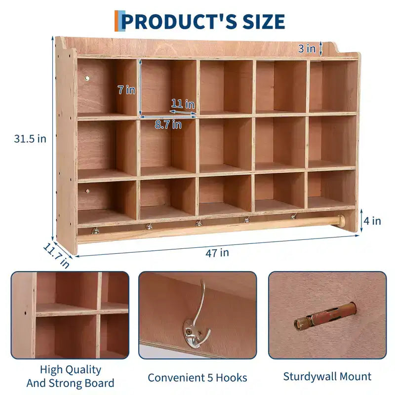 Casier de rangement scolaire à 5 sections, armoire de rangement en bois avec roulettes, casiers de classe pour le rangement, casier en bois pour la maison, le bureau, l'école, la salle de sport