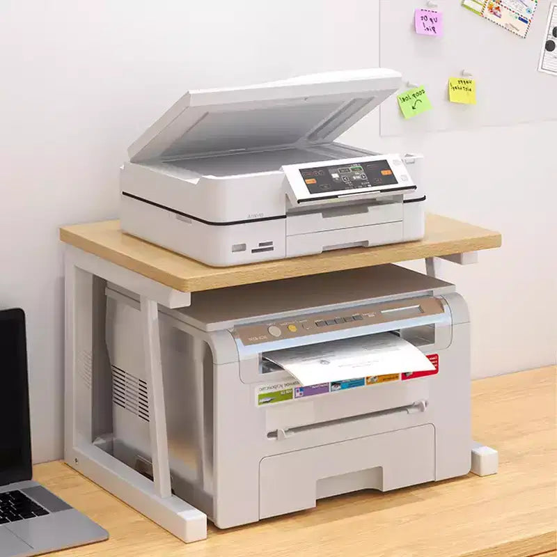 Support d'imprimante en bois à deux niveaux, Organisateur de bureau multifonctionnel, pour le bureau, la maison
