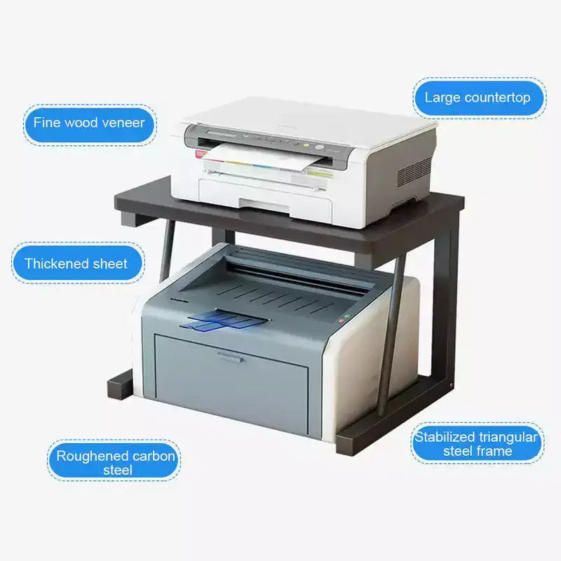 Support d'imprimante en bois à deux niveaux, Organisateur de bureau multifonctionnel, pour le bureau, la maison