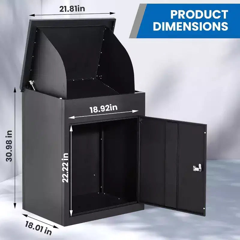 43.3 Boîtes de livraison de colis extérieures, Boîte de dépôt de colis grande taille en acier galvanisé à fixer au mur/sol pour véranda, bord de trottoir, clôture