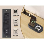 Commode de chambre à coucher, commode à 6 tiroirs en rotin avec ports USB et prises, coffre de rangement en chêne naturel